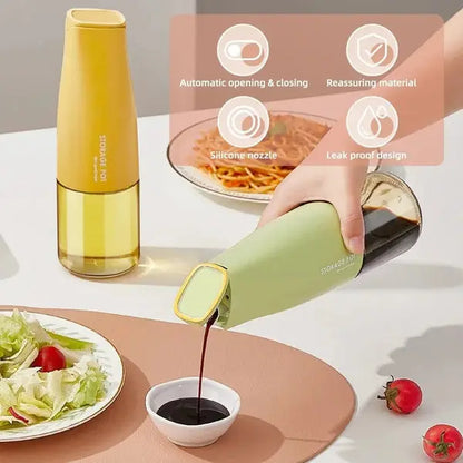 "500ml Auto Flip Glass Oil Bottle – Easy Pour & Stylish Kitchen Essential"