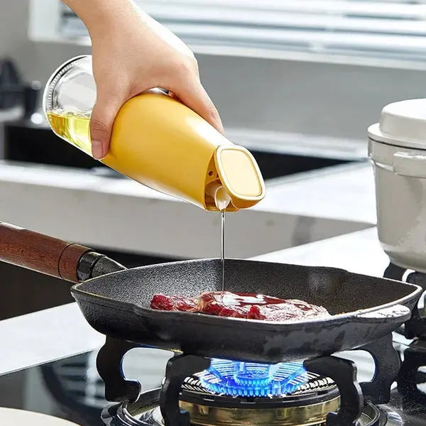 "500ml Auto Flip Glass Oil Bottle – Easy Pour & Stylish Kitchen Essential"
