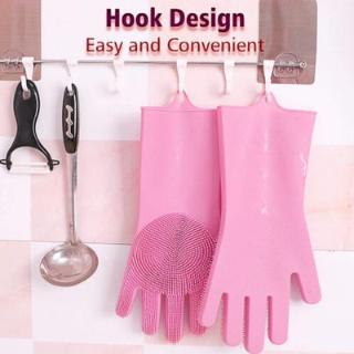 Original Magic Silicon Dish-washing Gloves with Brush Sponge Wash Scrubber
