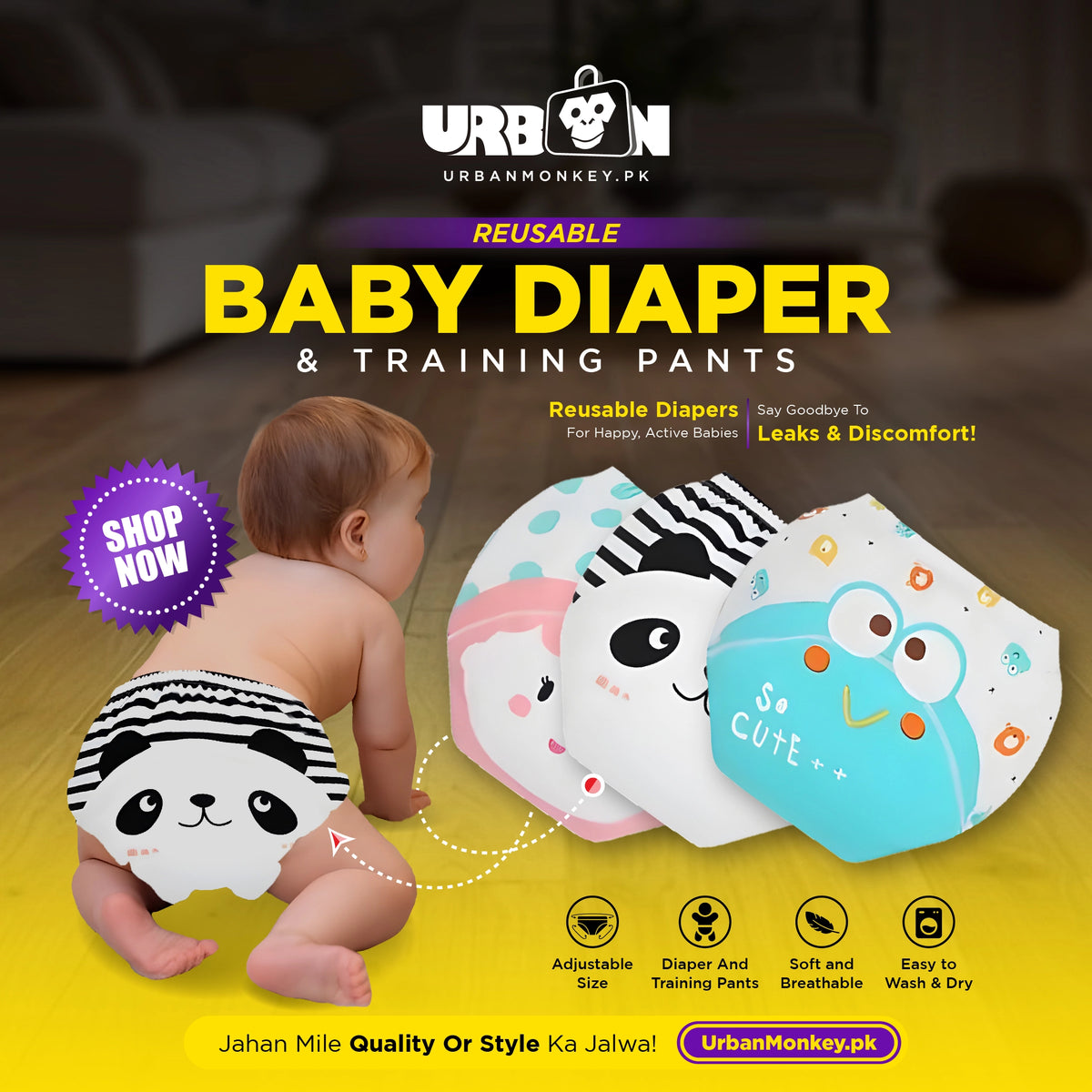Kids Reusable Baby Diaper & Training Pants