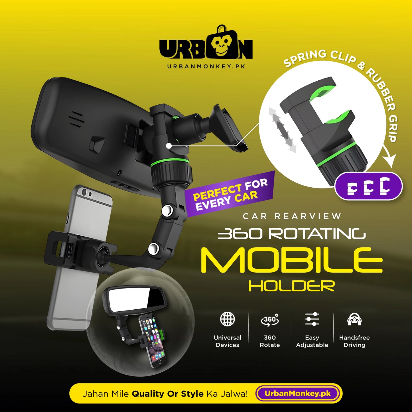 Car Rearview 360 Rotating Clip