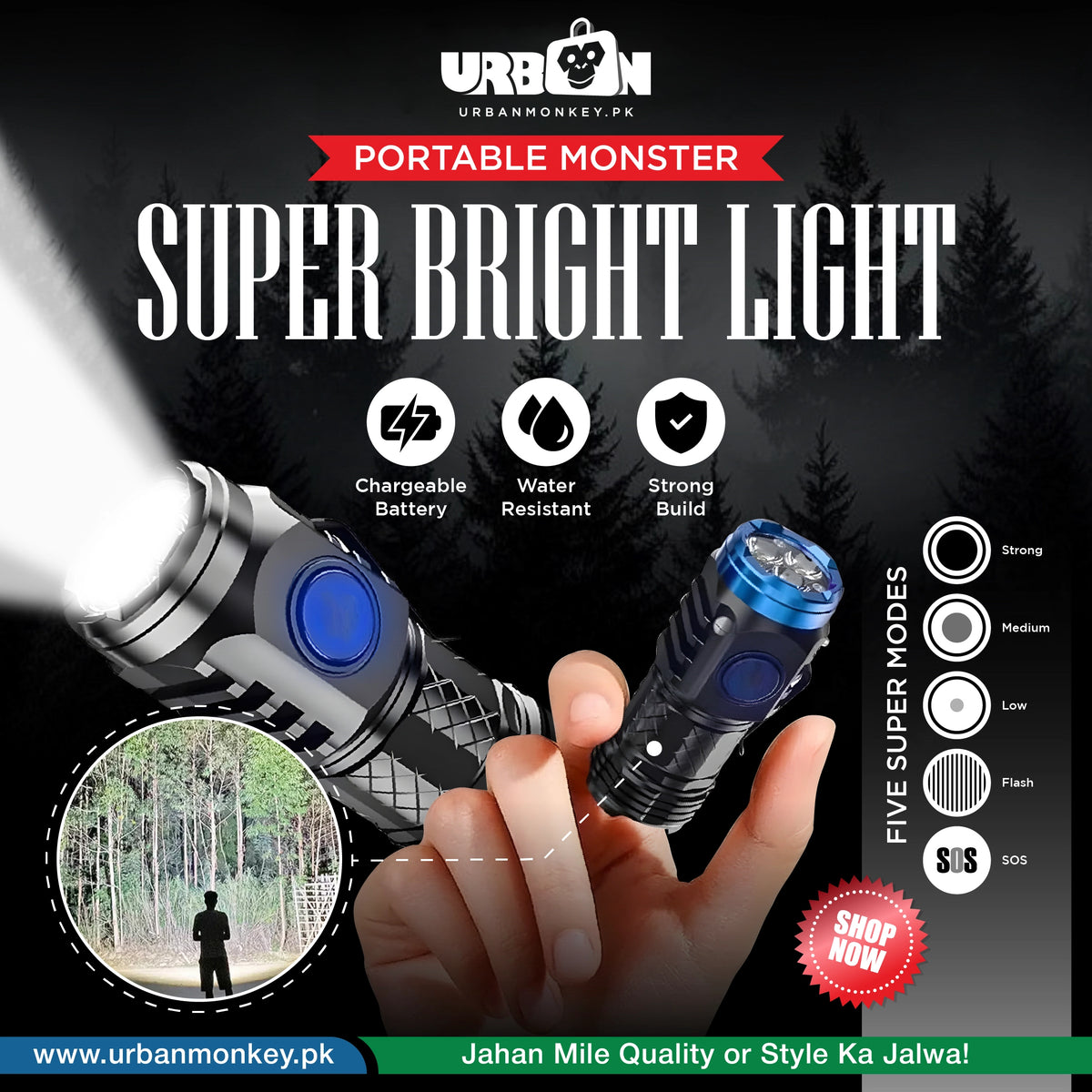 Three-Eyed Monster Mini Flash Super Power Flashlight