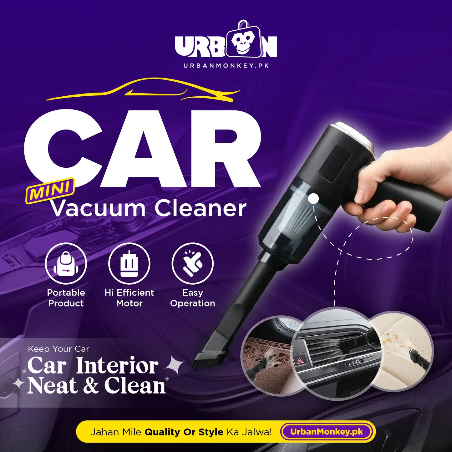 Multi-Purpose Vaccum Cleaner For Car And Home